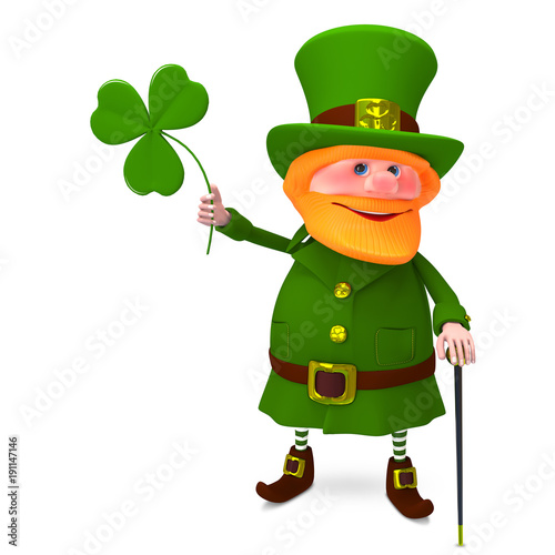 3D Illustration of Saint Patrick with Clover