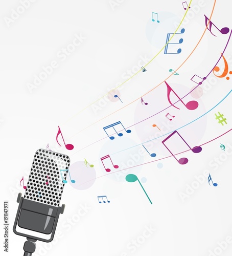 Colorful music notes background