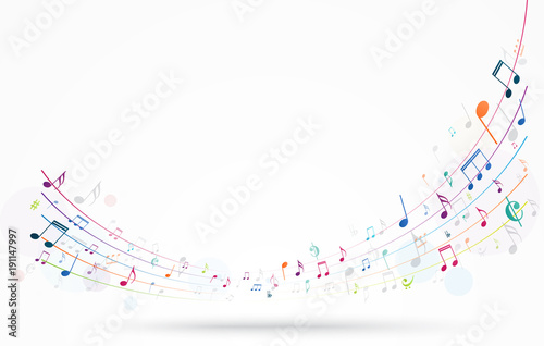 Colorful music notes background