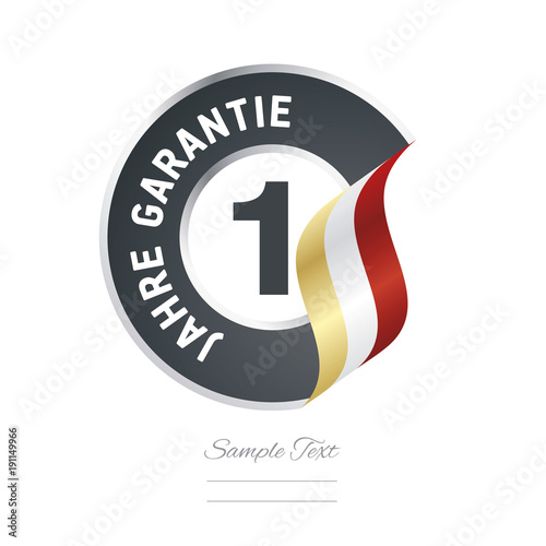 1 Year Warranty (German - 1 Jahre Garantie) black icon stamp vector