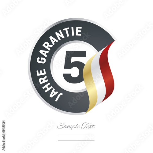 5 Years Warranty (German - 5 Jahre Garantie) black icon stamp vector