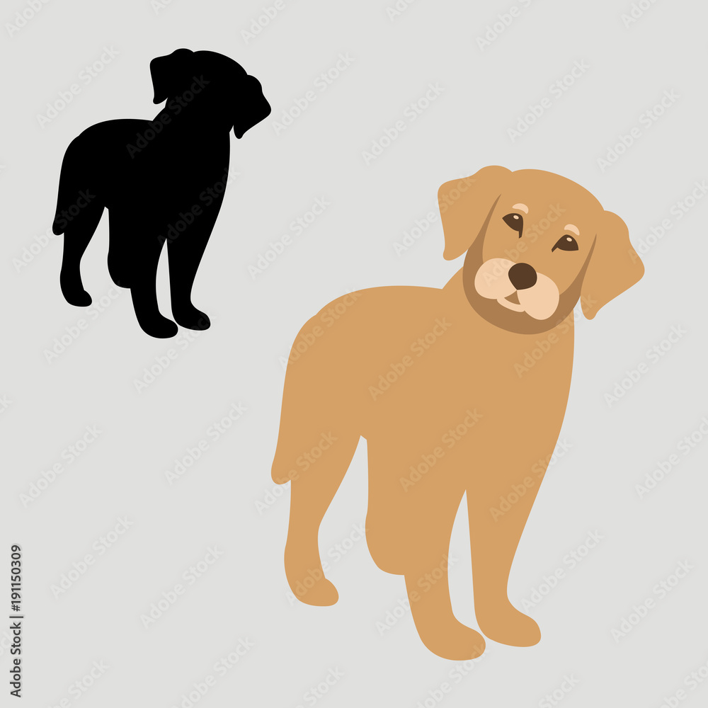  dog vector illustration flat style front side  silhouette