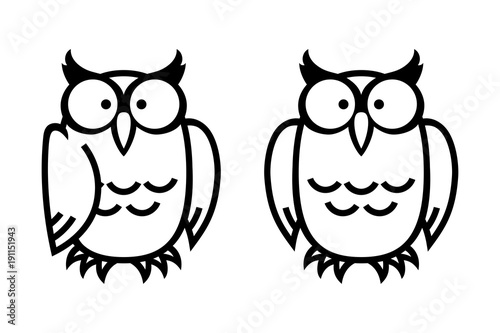 Fototapeta Naklejka Na Ścianę i Meble -  Funny owls, hand drawn vector illustration in comic style, isolated on white.