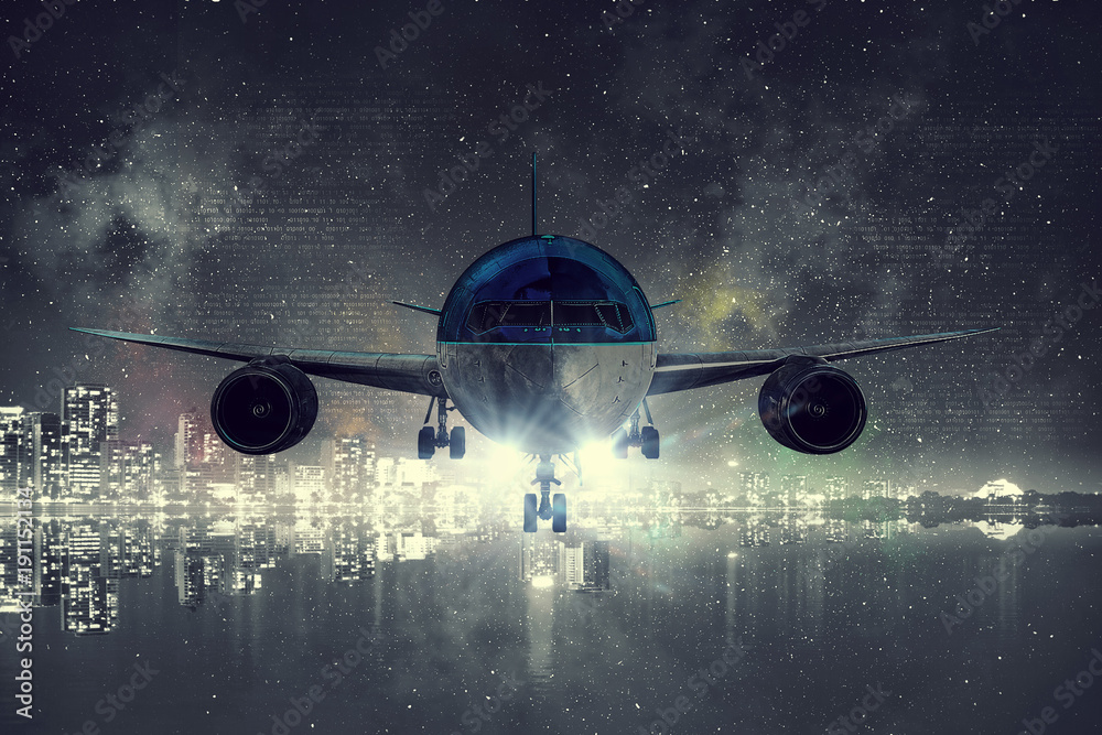 Obraz premium Airliner in sky. Mixed media
