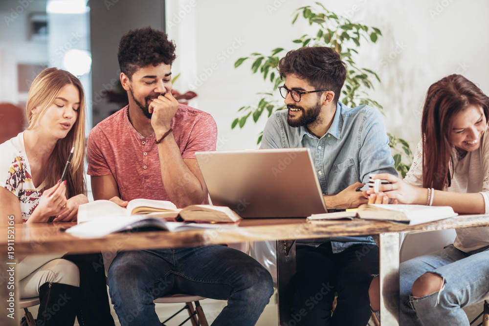 Group of students study at home. Learning and preparing for university exam. Group of students study at home. Learning and preparing for university exam.