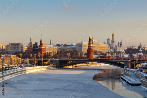 Moscow Kremlin on a sunny winter morning. Moscow winter