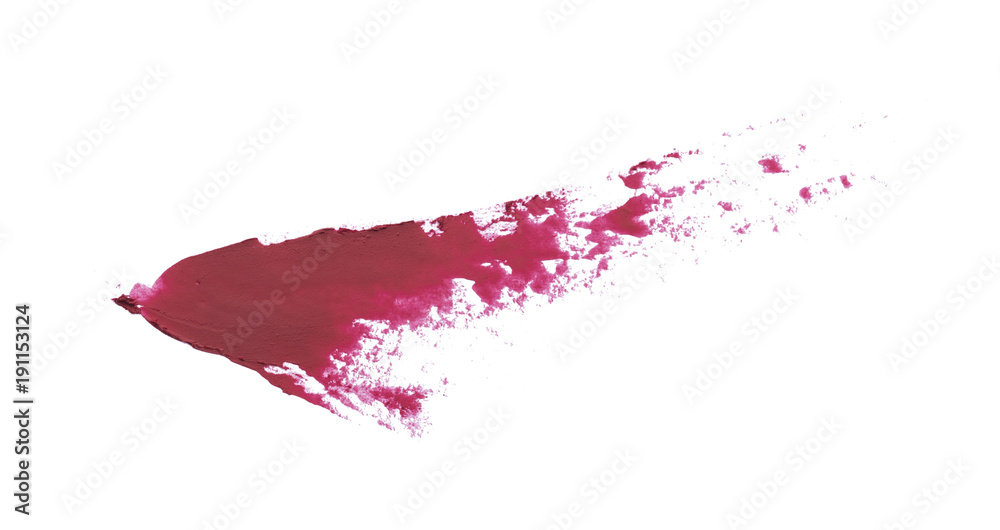 Fototapeta premium Red color lipstick paint in random shape on background