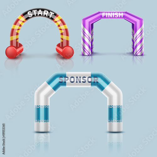 Inflatable race start and finish archway, outdoor sports event arch decoration and sponsor banner