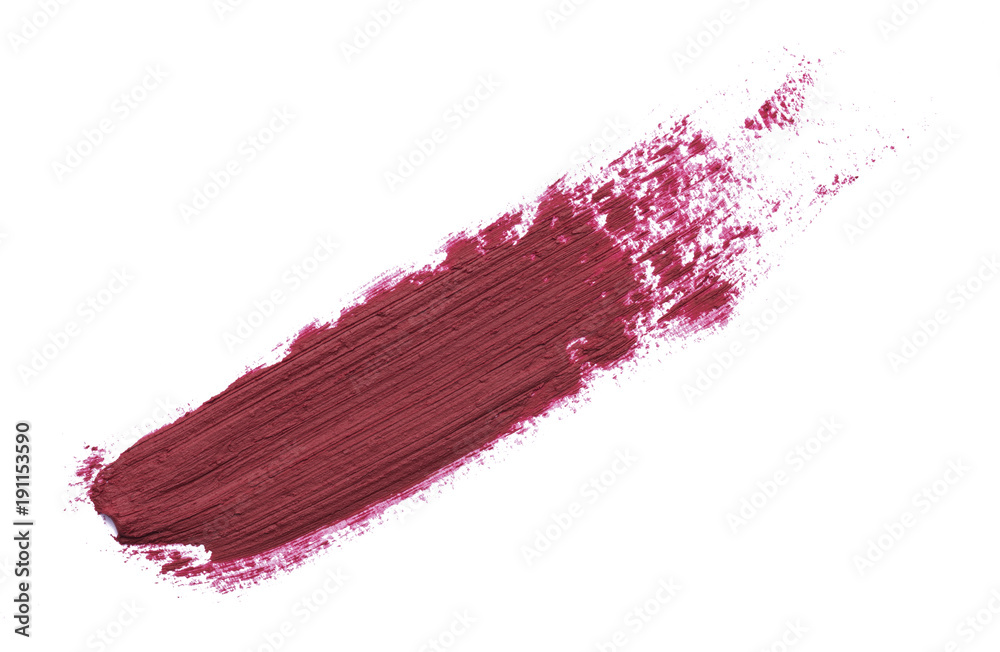 Red color lipstick paint in abstract shape on background Red color lipstick paint in abstract shape on background