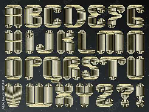 Futuristic technology vector font. Striped typeset letters