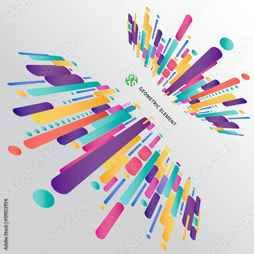 Modern perspective style abstract composition made of various rounded shapes in colorful.
