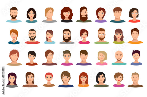 Women and men business people team vector avatars male and female profile portraits isolated