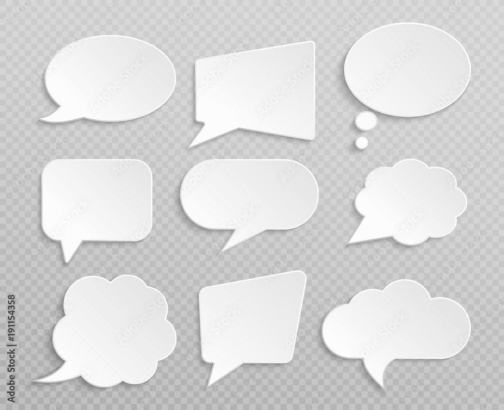 White blank retro speech bubbles isolated vector set White blank retro speech bubbles isolated vector set