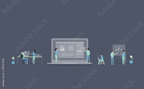 web application develop and web design process team ,and people business team working concept