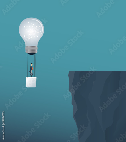 flat vector creative  idea for business solve  concept  and business competition concept with  business people  cross the cliff .