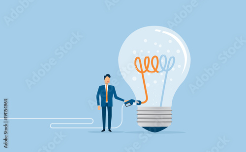 flat vector design  for creative fill up and brain power concept with businessman character knowledge  fill up concept