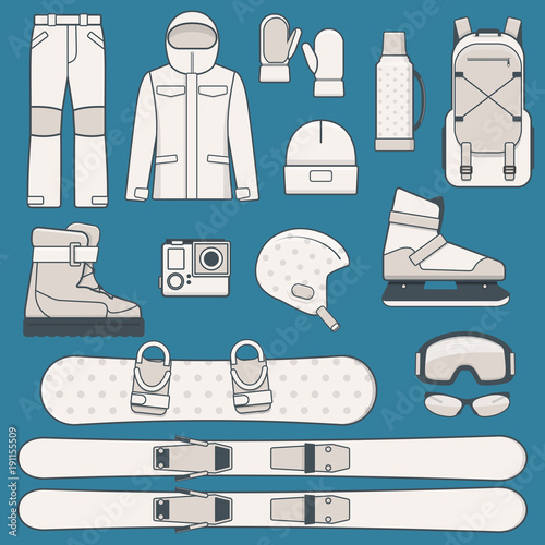 Winter sports and activities icon set