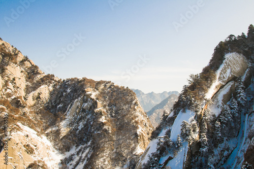 The mountains and the snow with blue sky background
