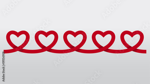 red heart paper chain cutout vector background
