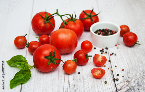 Fresh tomatoes on a table