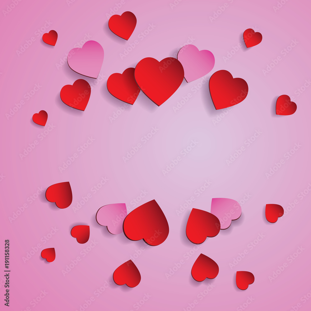 Paper art love and valentine greeting background