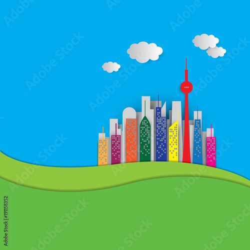 Paper art graphic design for urban life and ecology