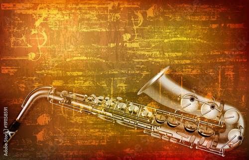 abstract grunge background with saxophone