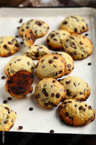 Cookies closeup on baking tray