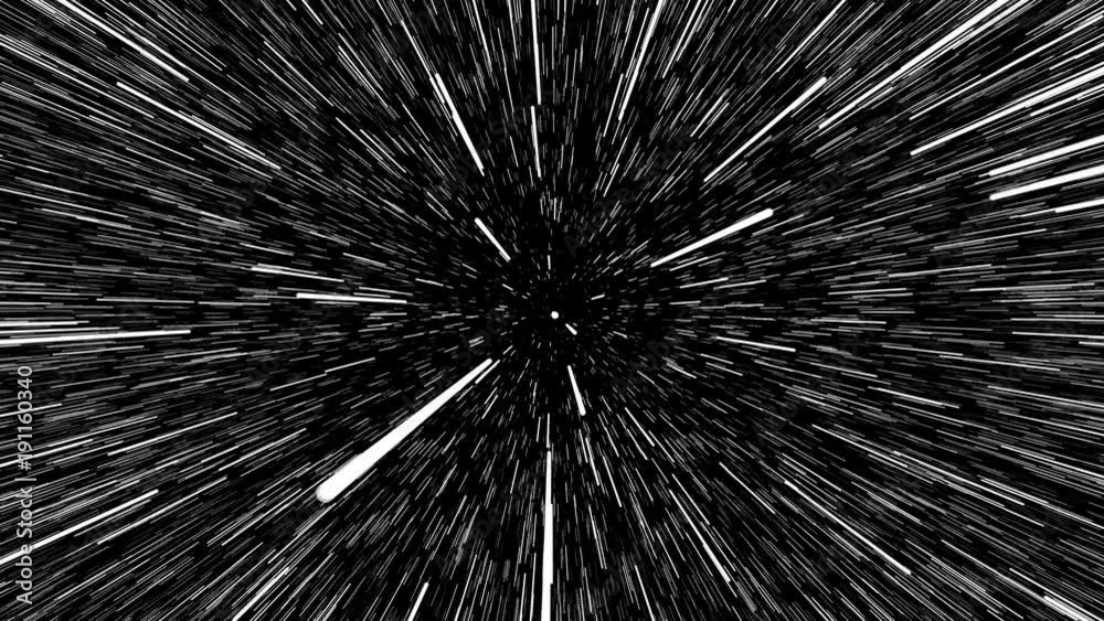4K Abstract of warp or hyperspace motion in white star trail. Exploding and expanding movement. Motion graphic and animation background.