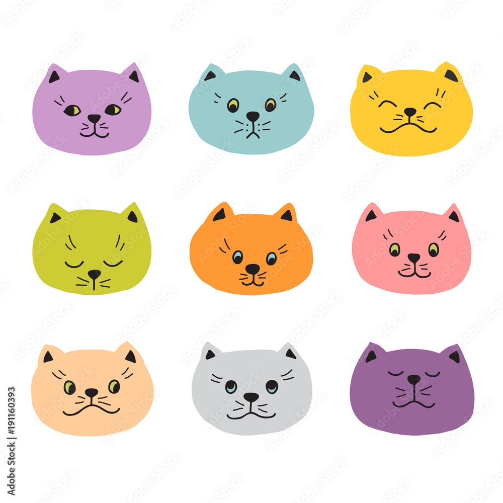 Fototapeta premium cute cats, hand drawn, vector illustration.