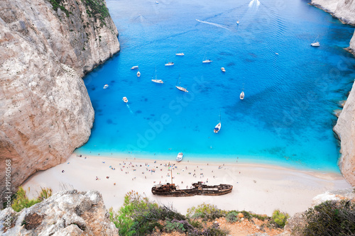 Fototapeta Naklejka Na Ścianę i Meble -  Navagio beach with shipwreck on Zakynthos island in Greece