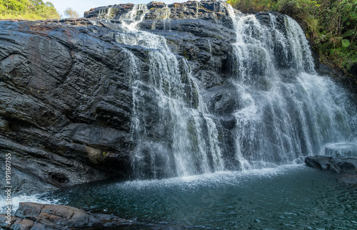 Waterfall spring Panoramic rocks Falls in Horton Plains National Park Sri Lanka.