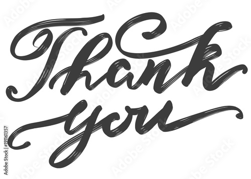 Thank you text on white background. hand drawn vector illustration sketch. Calligraphy lettering