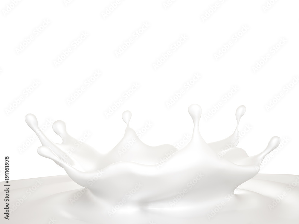 A splash of milk. 3d illustration, 3d rendering. A splash of milk. 3d illustration, 3d rendering.