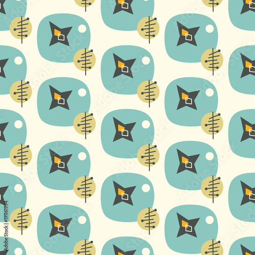 Mid century modern seamless pattern