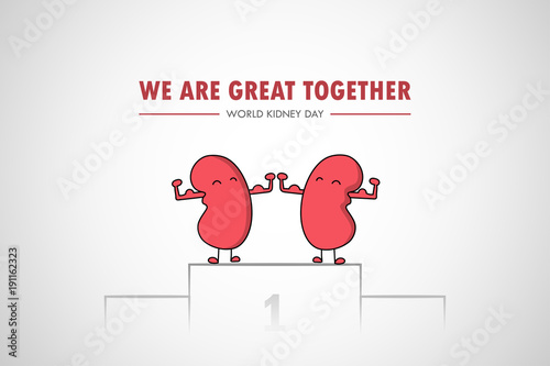 World kidney day cartoon, health awareness medical concept vector