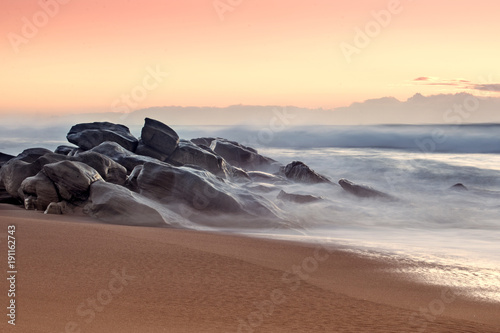 Misty rocks at dawn
