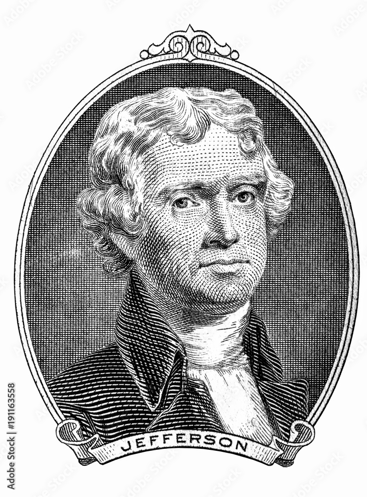   Save Download Preview Thomas Jefferson portrait on a white background - obrazy, fototapety, plakaty 