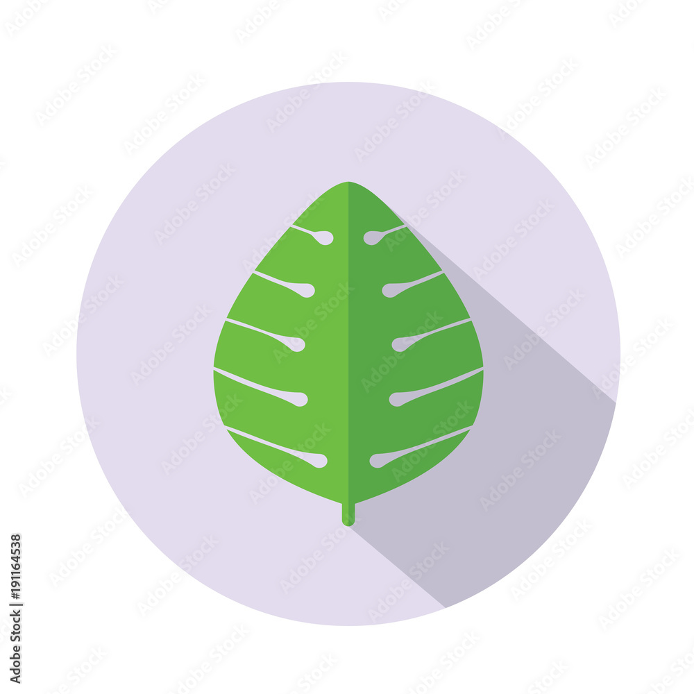 Green leaf icon flat nature ecology