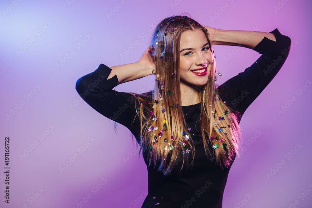 Celebration girl. Portrait of young dancing party girl Celebration girl. Portrait of young dancing party girl