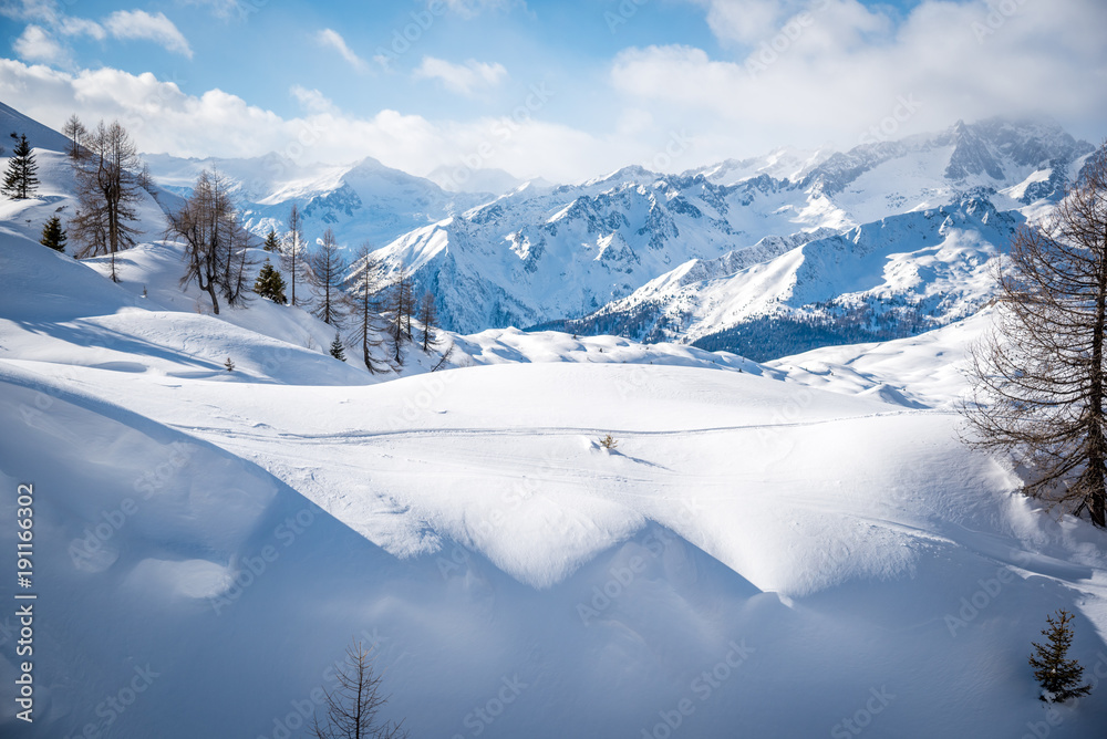 Beautiful winter landscape in the Alps. 