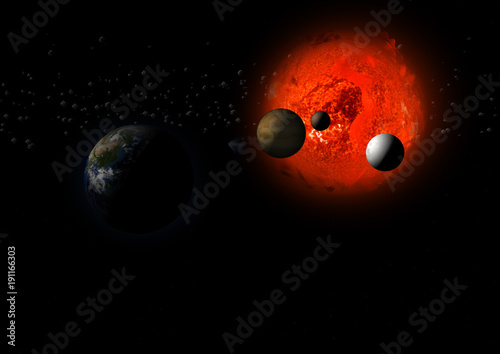 Fototapeta Naklejka Na Ścianę i Meble -  3D Rendering Solar System