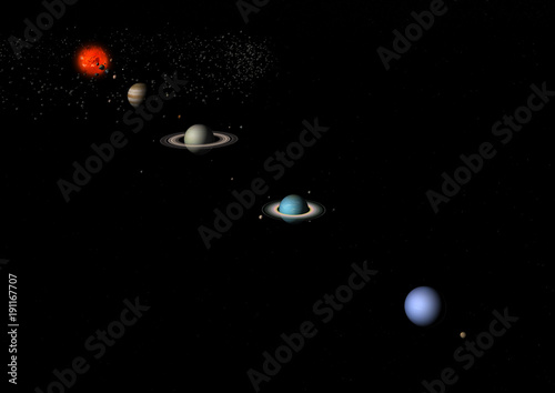 Fototapeta Naklejka Na Ścianę i Meble -  3D Rendering Solar System