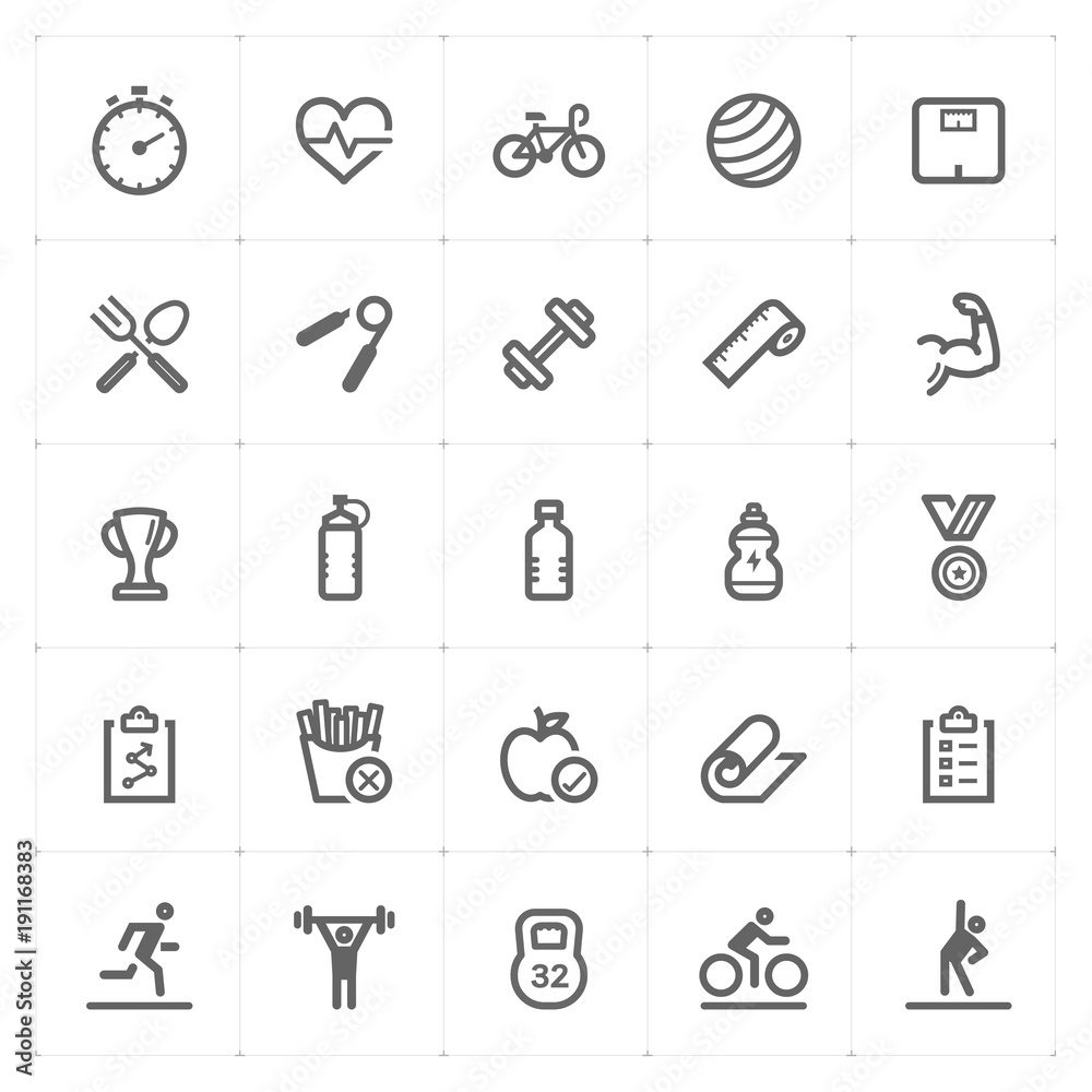 Mini Icon set – Fitness icon vector illustration