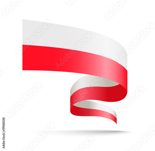 Poland flag in the form of wave ribbon.