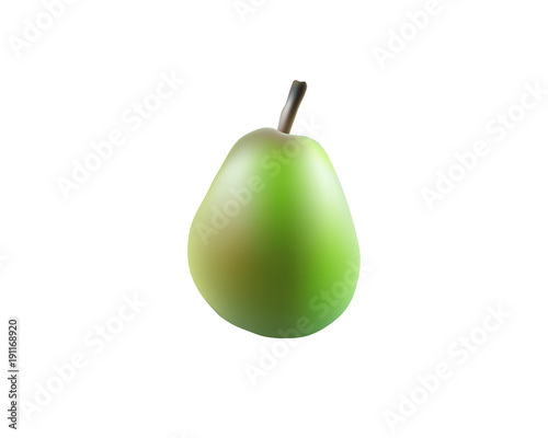 Single pear fruit close up. Raw pear isolated on white background. Qualitative vector illustration about pears agriculture.