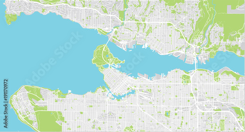 Fotografie, Obraz Urban vector city map of Vancouver, Canada
