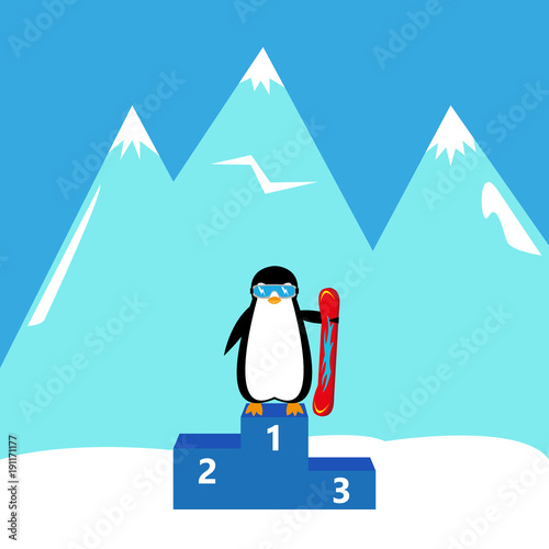 penguin snowboarder winner champion