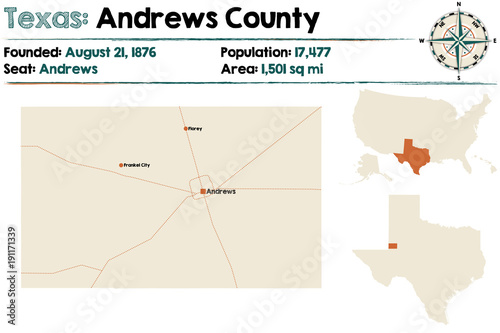 Detailed map of Andrews county in Texas  USA