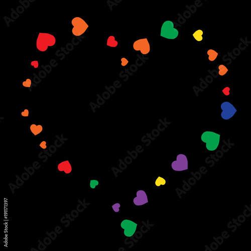 Vector Confetti Background Pattern.  Element of design.  Colored hearts on a black background